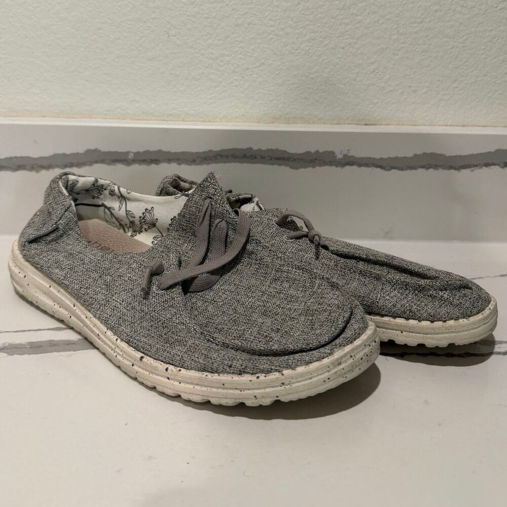 Hey Dude Wendy Grey Casual Canvas Slip On Loafers Shoes Womens Size 8 Casual